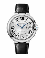  Shop Authentic Cartier Ballon Bleu De Cartier Silver Dial Black Leather Strap Watch for Women - WSBB0030 - Luxxuri