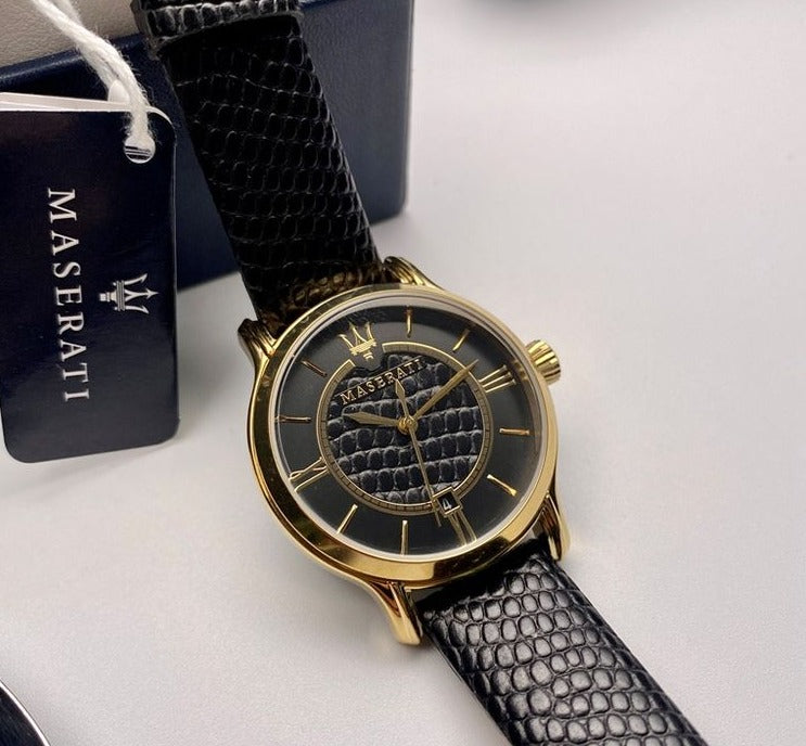  Shop Authentic Maserati Epoca Black Dial Black Leather Strap Watch For Women - R8851118501 - Luxxuri