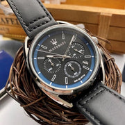  Shop Authentic Maserati Trimarano Chronograph Black Dial Black Leather Strap Watch For Men - R8871632001 - Luxxuri