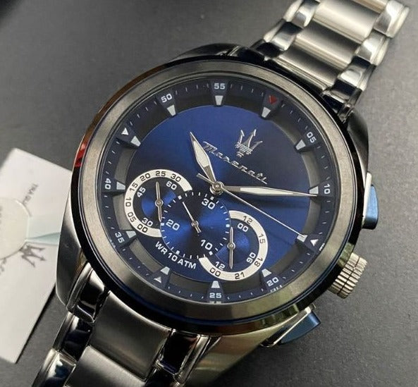  Shop Authentic Maserati Traguardo Chronograph 45mm Blue Dial Stainless Steel Watch For Men - R8873612014 - Luxxuri