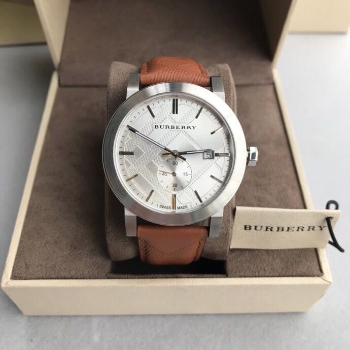  Shop Authentic Burberry The City Silver Dial Brown Leather Strap Watch for Men - BU9904 - Luxxuri