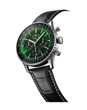  Shop Authentic Breitling Navitimer B01 Chronograph 46 Green Dial Black Leather Strap Watch for Men - AB0137241L1P1 - Luxxuri