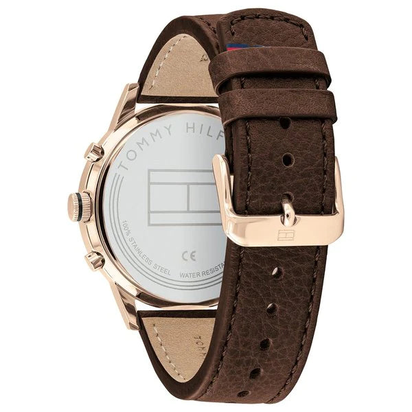  Shop Authentic Tommy Hilfiger Multi Function Chronograph Black Dial Brown Leather Strap Watch for Men - 1791631 - Luxxuri