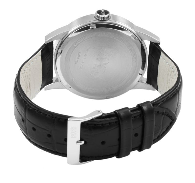 Shop Authentic Hugo Boss Chronograph Black Dial Black Leather Strap Watch For Men - 1513266 - Luxxuri