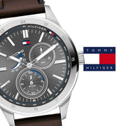  Shop Authentic Tommy Hilfiger Austin Grey Dial Brown Leather Strap Watch for Men - 1791637 - Luxxuri