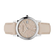  Shop Authentic Burberry The City Silver Dial Beige Leather Strap Unisex Watch - BU9010 - Luxxuri