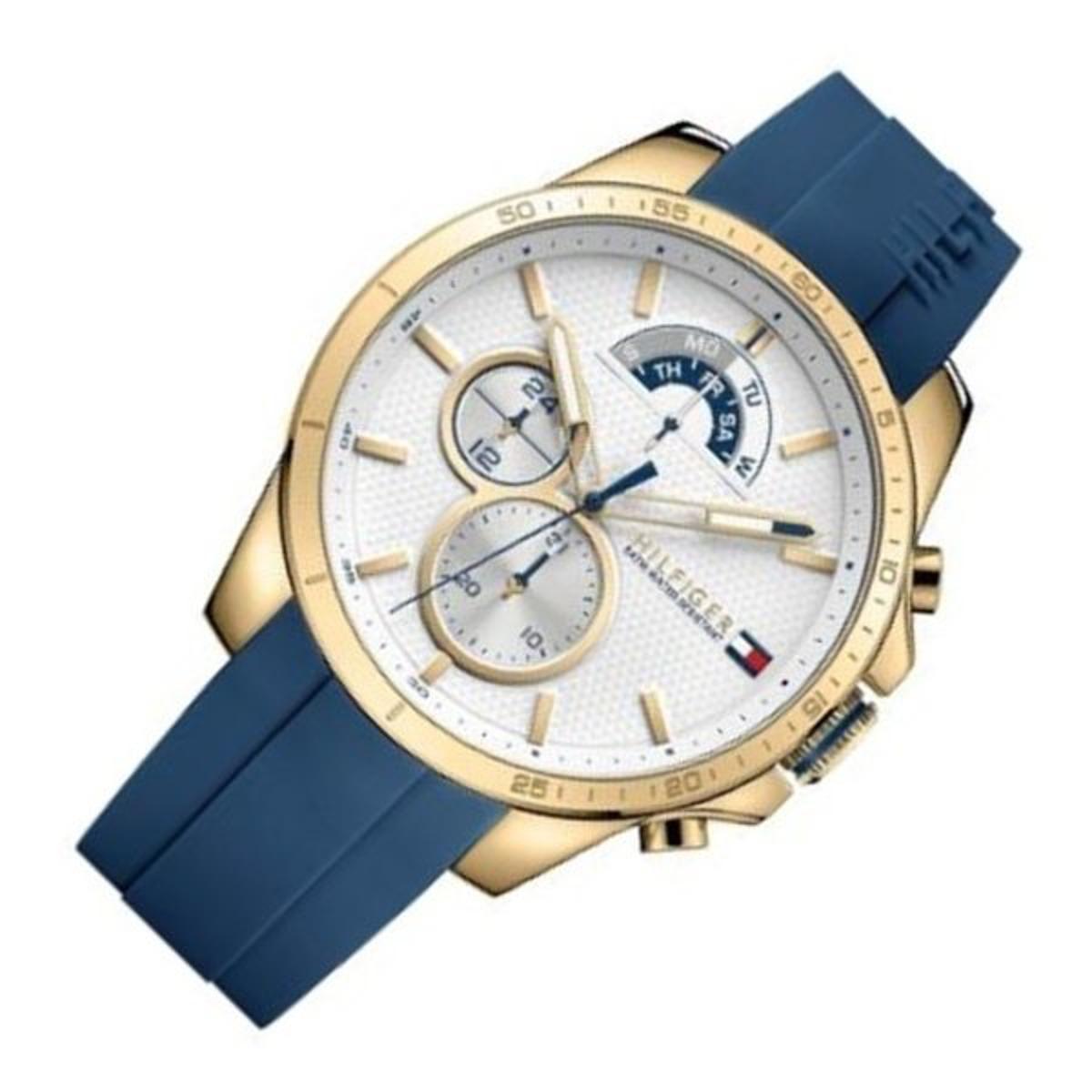  Shop Authentic Tommy Hilfiger Decker White Dial Blue Rubber Strap Watch for Men - 1791353 - Luxxuri