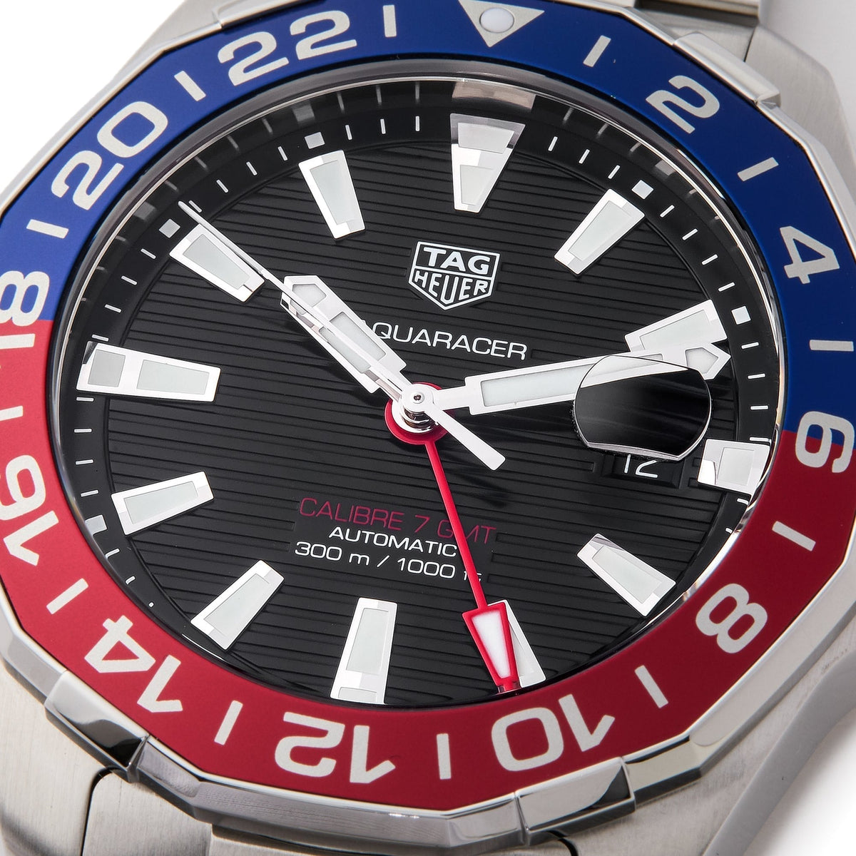 Shop Authentic Tag Heuer Aquaracer GMT Caliber 7 Pepsi Black Dial Silver Steel Strap Watch for Men - WAY201F.BA0927 - Luxxuri