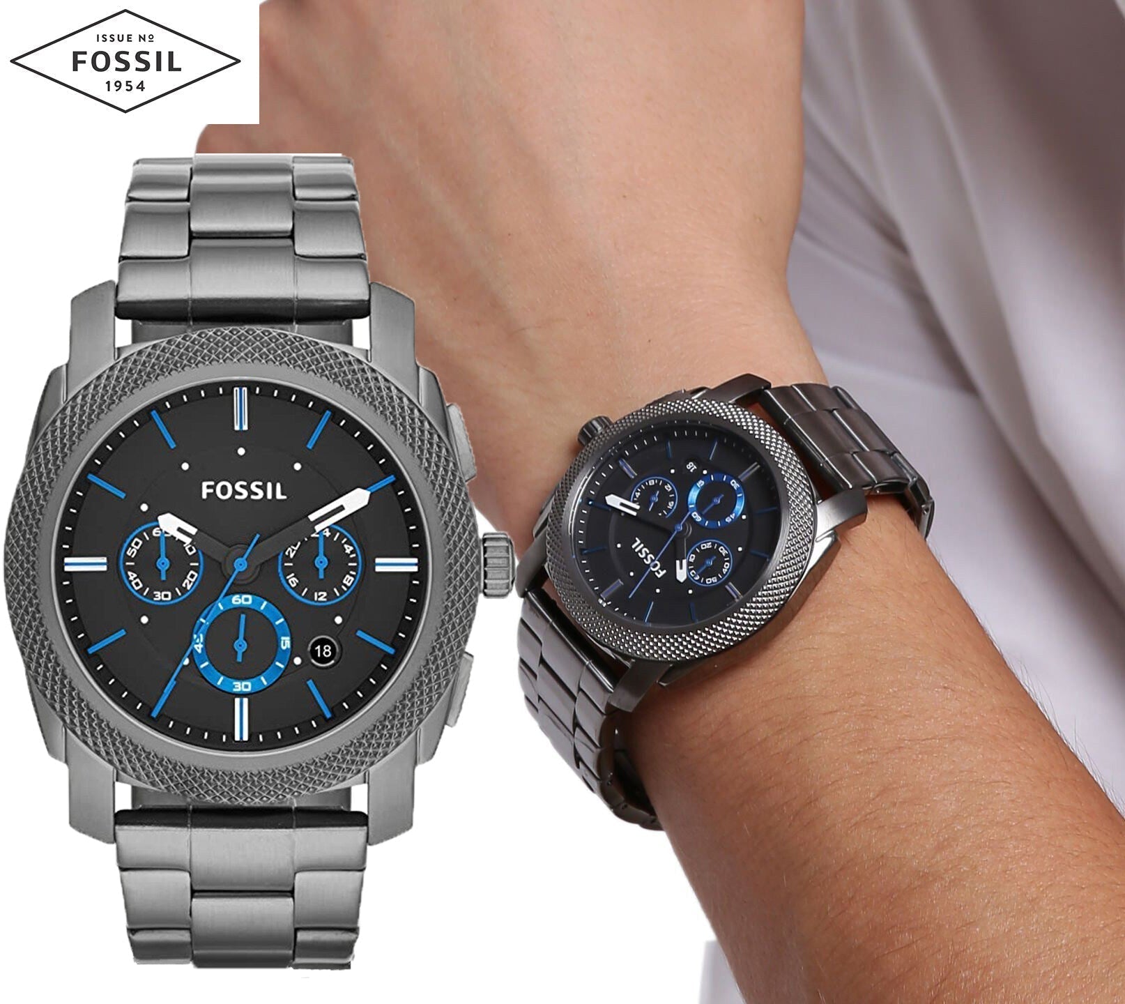  Shop Authentic Fossil Machine Chronograph Brown Dial Grey Steel Strap Watch for Men - FS4931 - Luxxuri
