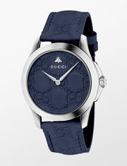  Shop Authentic Gucci G Timeless Quartz Blue Dial Blue Leather Strap Watch For Men - YA1264032 - Luxxuri