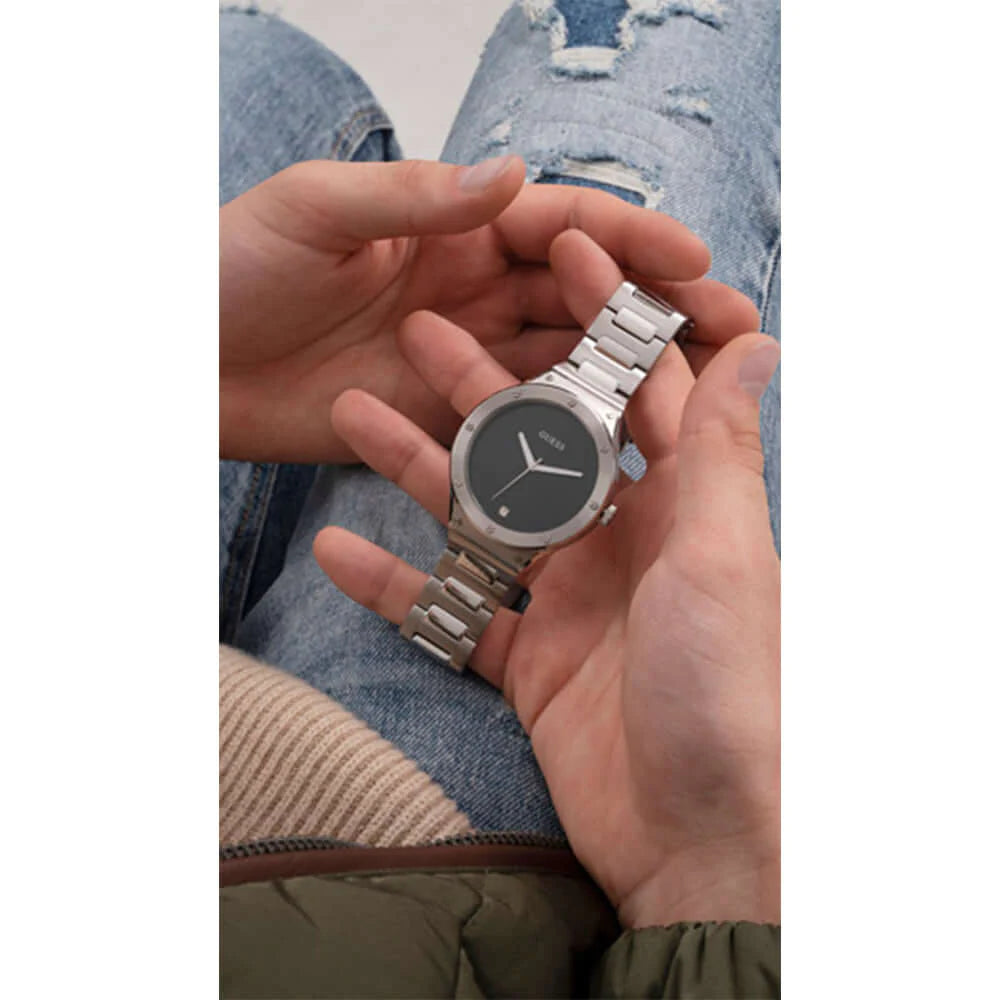  Shop Authentic Guess Scope Black Dial Silver Steel Strap Watch for Men - GW0427G1 - Luxxuri