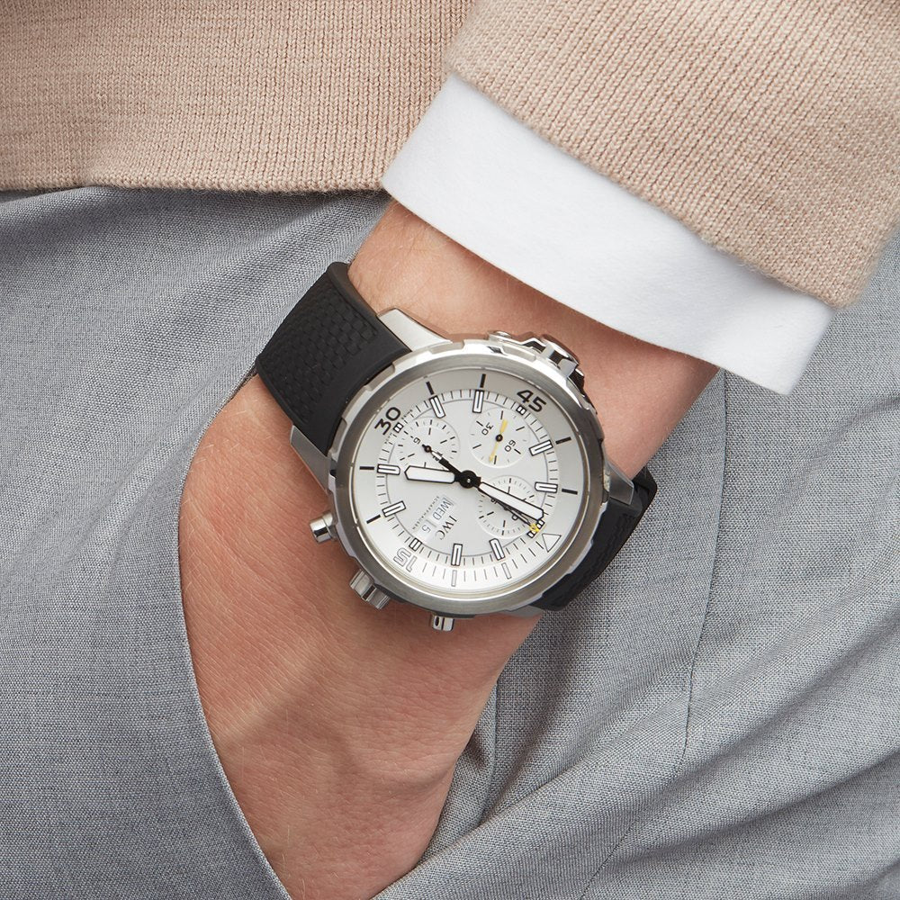  Shop Authentic IWC Aquatimer Chronograph White Dial Black Rubber Strap Watch for Men - IW376801 - Luxxuri