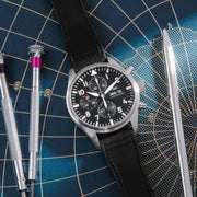  Shop Authentic IWC Pilot's Watch Chronograph Black Dial Black Leather Strap Watch for Men - IW377709 - Luxxuri