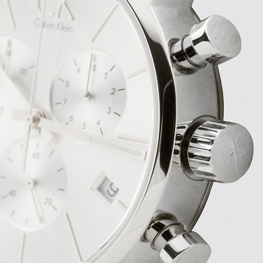  Shop Authentic Calvin Klein City Chronograph Silver Dial Black Leather Strap Watch for Men - K2G271C6 - Luxxuri