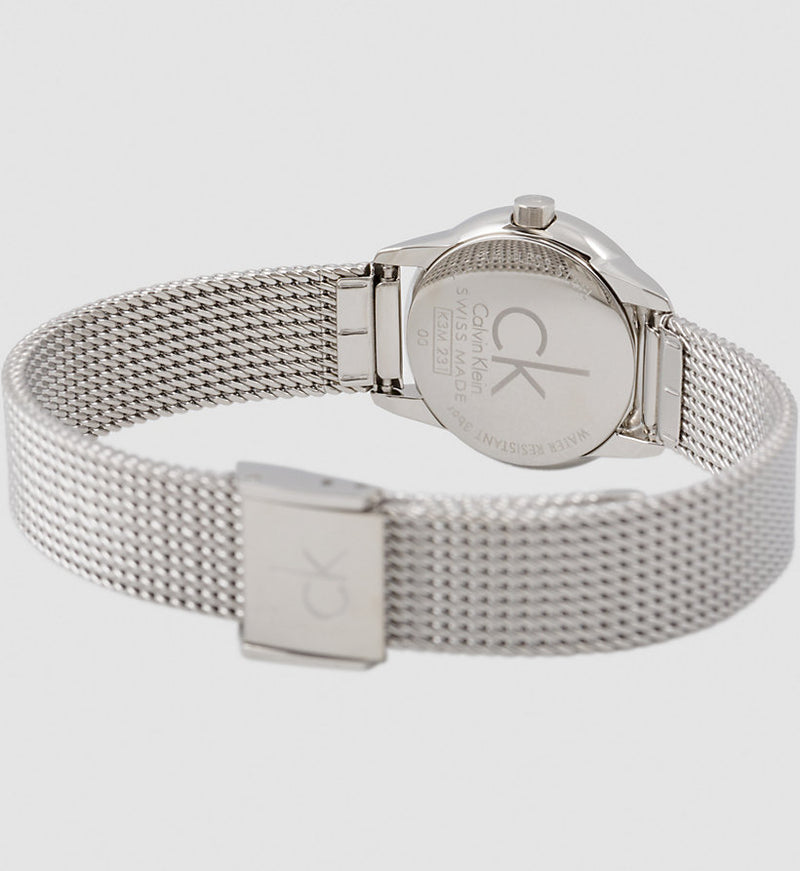  Shop Authentic Calvin Klein Minimal White Dial Silver Mesh Bracelet Watch for Women - K3M23126 - Luxxuri