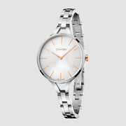  Shop Authentic Calvin Klein Graphic Silver Dial Silver Steel Strap Watch for Women - K7E23B46 - Luxxuri