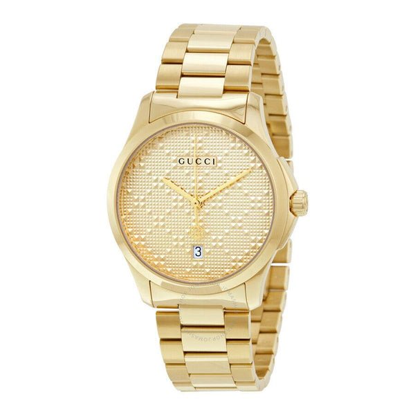  Shop Authentic Gucci G Timeless Gold Dial Gold Steel Strap Watch For Women - YA126553 - Luxxuri
