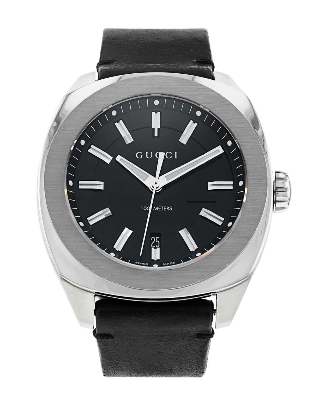  Shop Authentic Gucci GG2570 Black Dial Black Leather Strap Watch For Men - YA142206 - Luxxuri