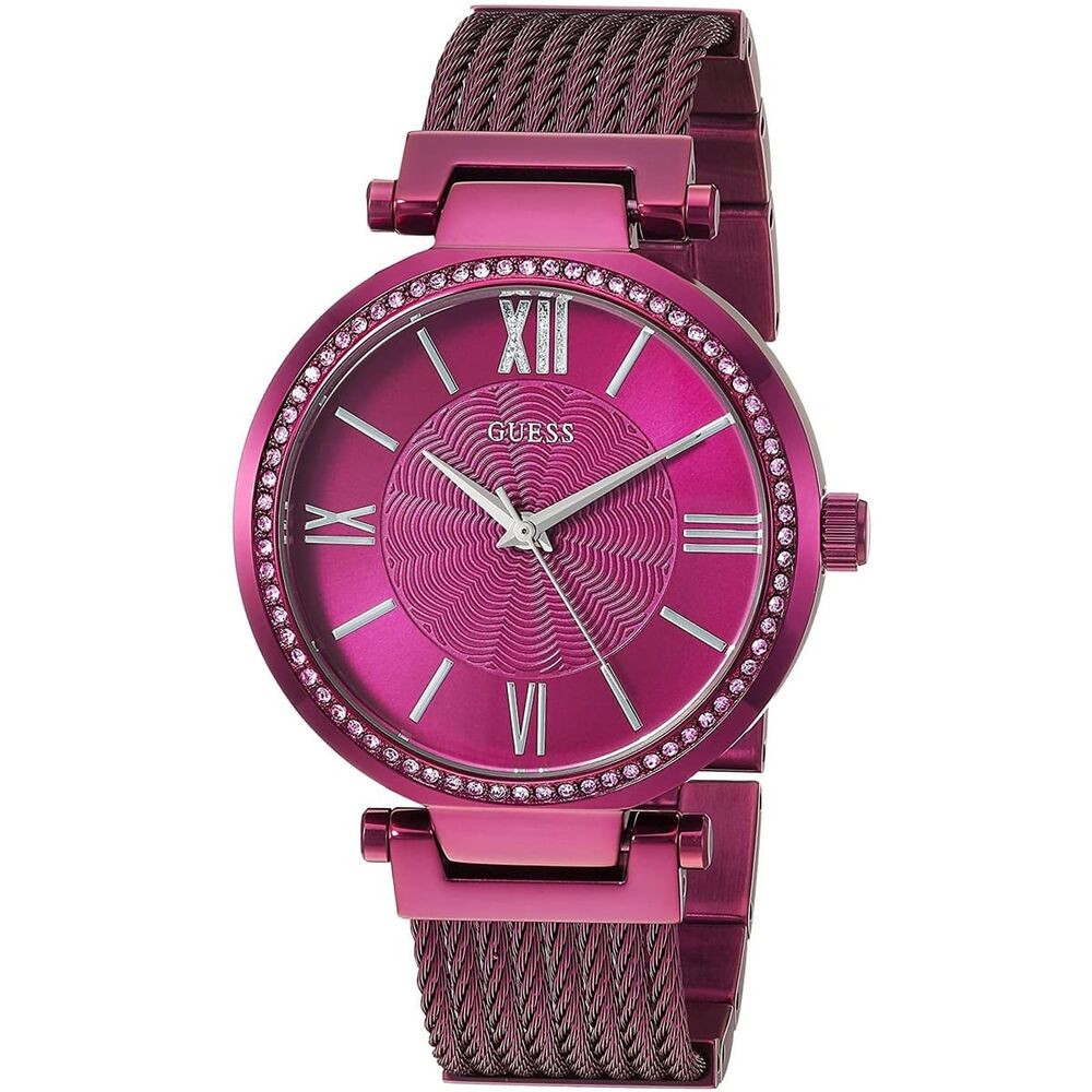  Shop Authentic Guess Soho Pink Dial Pink Mesh Bracelet Watch For Women - W0638L6 - Luxxuri