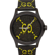  Shop Authentic Gucci G Timeless Ghost Black Dial Black Leather Strap Watch For Men - YA1264019 - Luxxuri