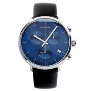  Shop Authentic Calvin Klein High Noon Chronograph Blue Dial Black Leather Strap Watch for Men - K8M271CN - Luxxuri