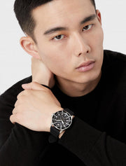  Shop Authentic Emporio Armani Meccanico Automatic Black Dial Black Silicone Strap Watch For Men - AR60062 - Luxxuri