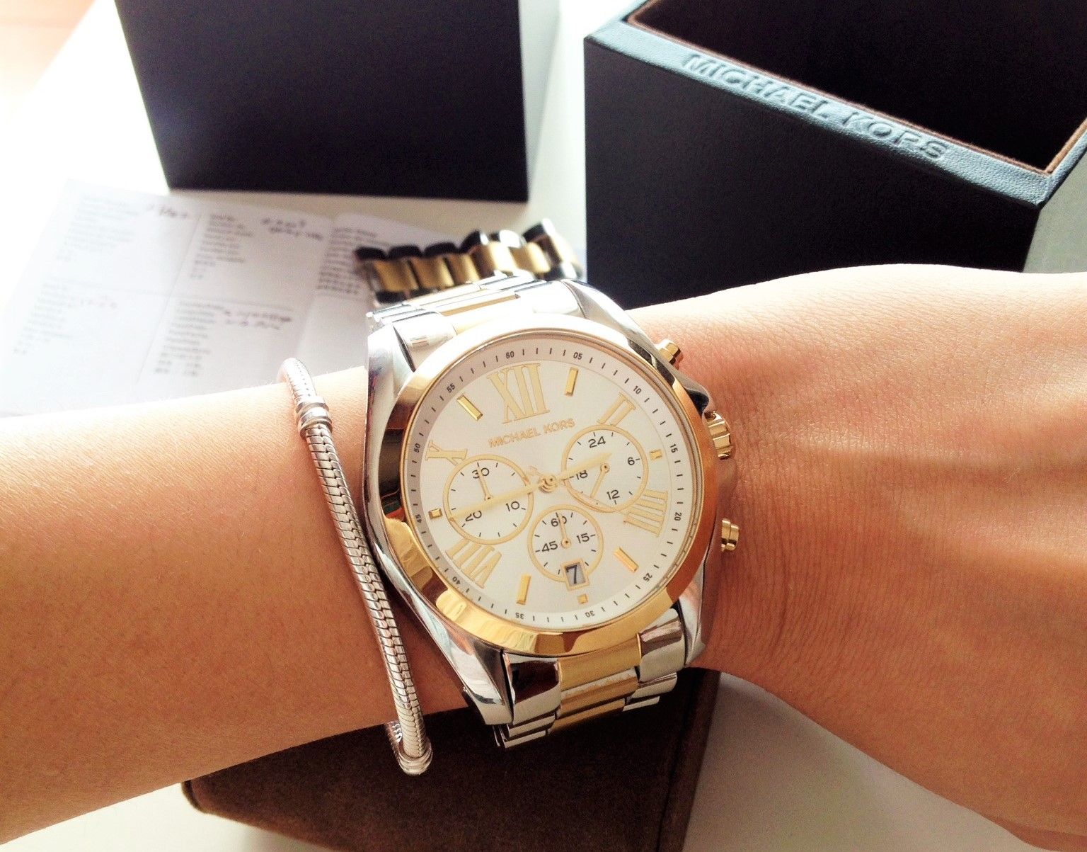  Shop Authentic Michael Kors Bradshaw Silver Dial Two Tone Steel Strap Watch for Women - MK5627 - Luxxuri