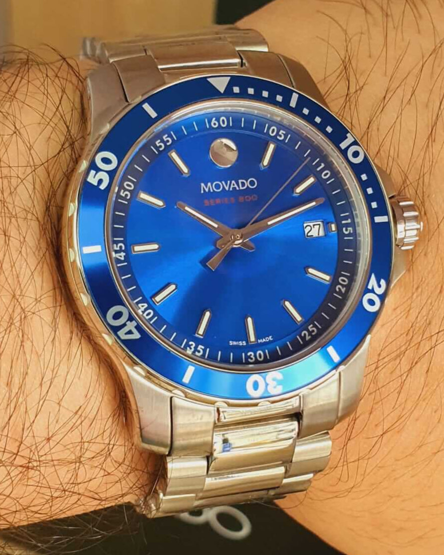  Shop Authentic Movado Series 800 Blue Dial Silver Steel Strap Watch For Men - 2600137 - Luxxuri