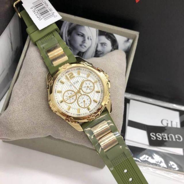  Shop Authentic Guess Interpid 2 Golden Dial Two Tone Silicon Strap Watch For Women - W0325L5 - Luxxuri
