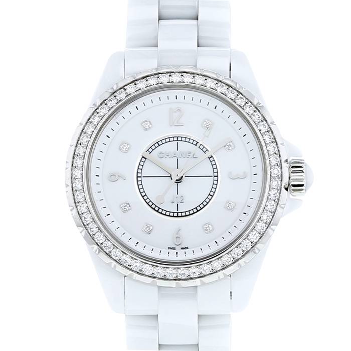  Shop Authentic Chanel J12 Quartz Diamonds White Dial White Steel Strap Watch for Women - J12 H3110 - Luxxuri