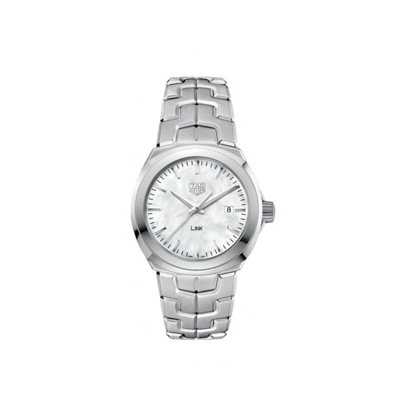  Shop Authentic Tag Heuer Link Quartz Mother of Pearl Dial Silver Steel Strap Watch for Women - WBC1310.BA0600 - Luxxuri