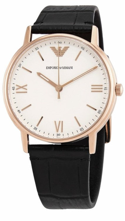  Shop Authentic Emporio Armani Kappa Quartz White Dial Black Leather Strap Watch For Men - AR80015 - Luxxuri