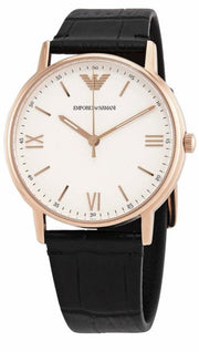  Shop Authentic Emporio Armani Kappa Quartz White Dial Black Leather Strap Watch For Men - AR80015 - Luxxuri