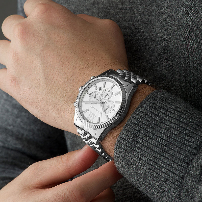  Shop Authentic Michael Kors Lexington Silver Dial Silver Steel Strap Watch for Men - MK8405 - Luxxuri