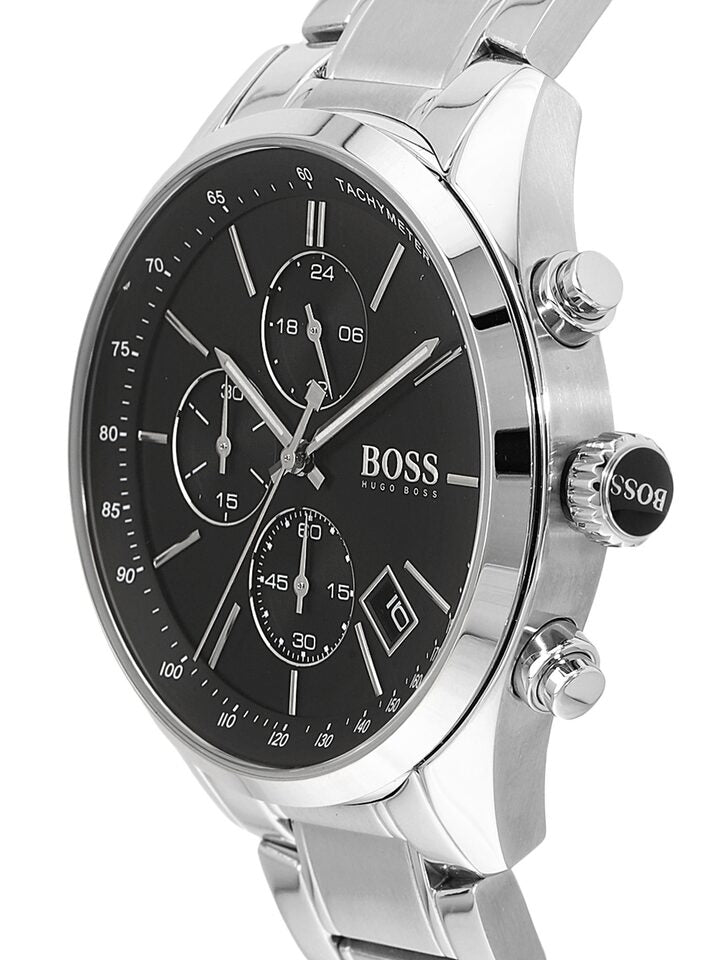  Shop Authentic Hugo Boss Grand Prix Black Dial Silver Steel Strap Watch for Men - 1513477 - Luxxuri