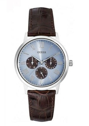  Shop Authentic Guess Wafer Analog Blue Dial Brown Leather Strap Watch For Men - W0496G2 - Luxxuri