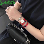  Shop Authentic Versace V-Flare Quartz Silver Dial Red Leather Strap Watch for Women - VEBN00418 - Luxxuri