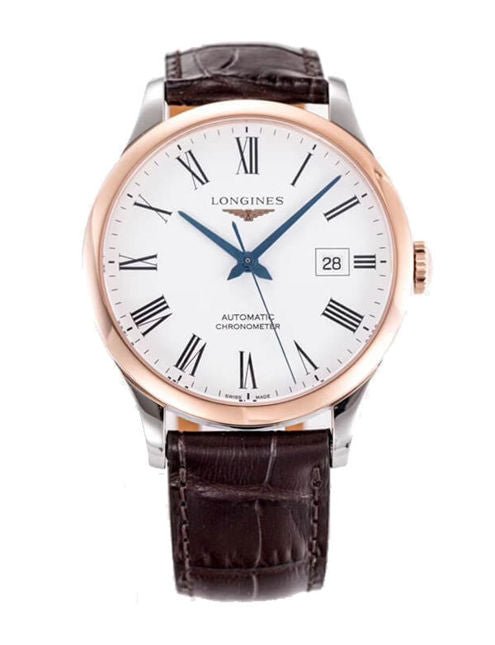  Shop Authentic Longines Record Automatic Stainless Steel 18K Gold Watch for Men - L2.821.5.11.2 - Luxxuri