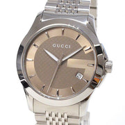  Shop Authentic Gucci G Timeless Brown Dial Silver Steel Strap Watch For Men - YA126406 - Luxxuri