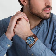  Shop Authentic Diesel Mini Daddy LIght Blue Dial Brown Leather Strap Watch For Men - DZ7321 - Luxxuri