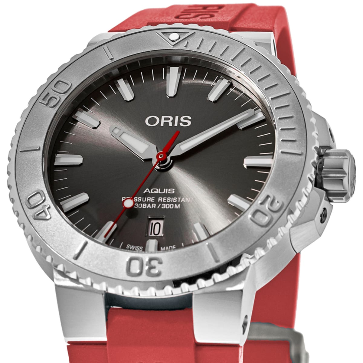  Shop Authentic Oris Aquis Date Relief Grey Dial Red Rubber Strap Watch for Men - 0173377304153-0742466EB - Luxxuri