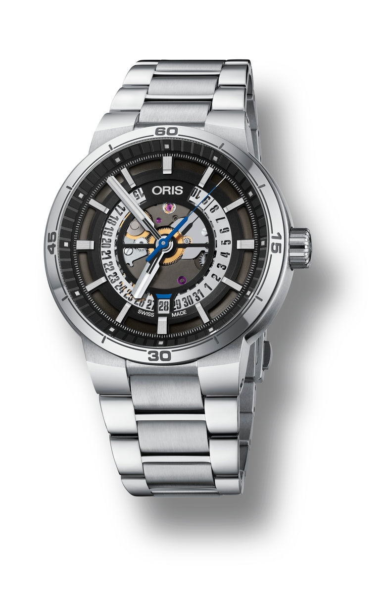  Shop Authentic Oris TT1 Engine Date Skeleton Black Dial Silver Steel Strap Watch for Men - 0173377524124-0782408 - Luxxuri