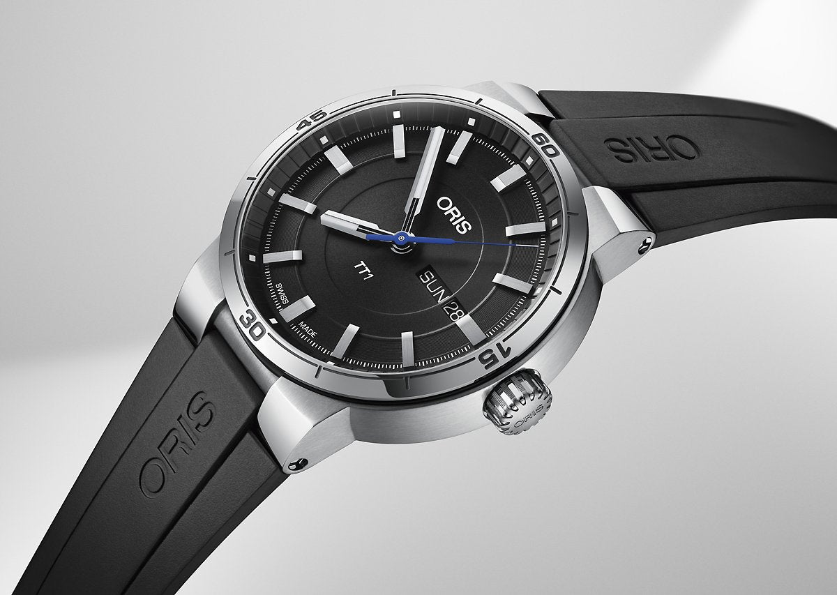  Shop Authentic Oris TT1 Day Date Black Dial Black Rubber Strap Watch for Men - 0173577524154-0742406FC - Luxxuri
