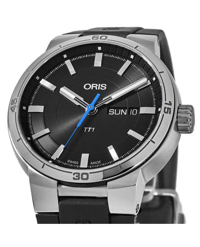  Shop Authentic Oris TT1 Day Date Black Dial Black Rubber Strap Watch for Men - 0173577524154-0742406FC - Luxxuri