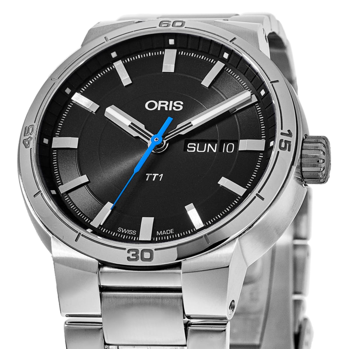  Shop Authentic Oris TT1 Day Date Black Dial Silver Steel Strap Watch for Men - 0173577524154-0782408 - Luxxuri