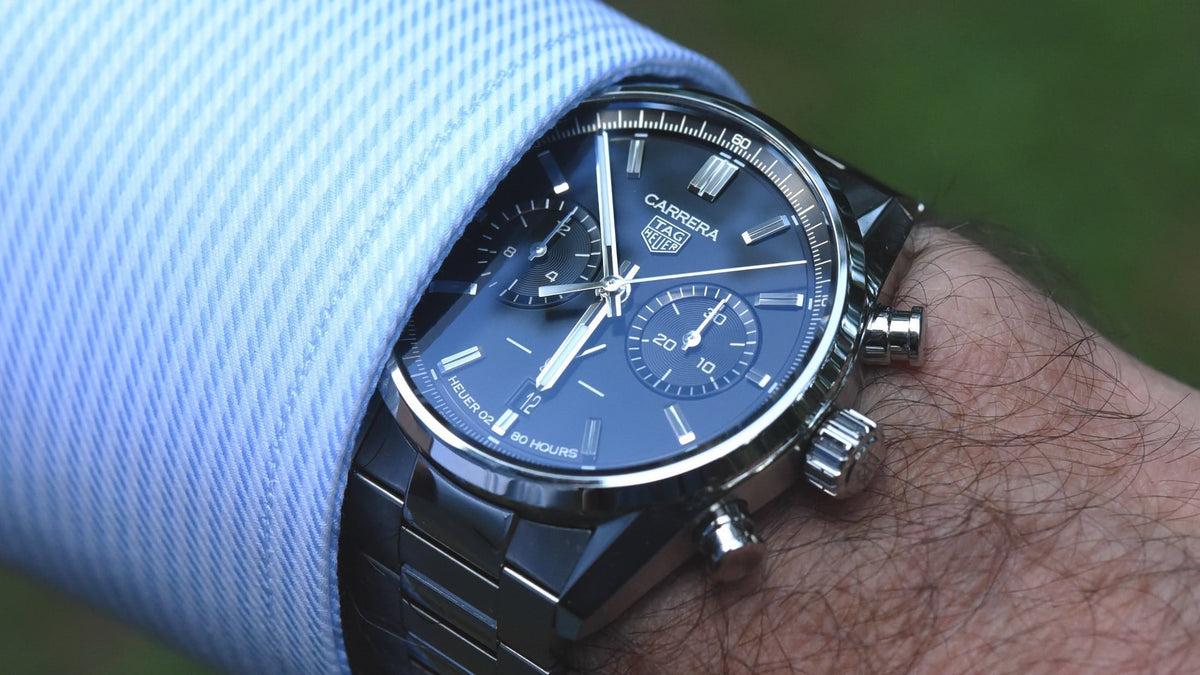  Shop Authentic Tag Heuer Carrera Automatic Chronograph Blue Dial Silver Steel Strap Watch for Men - CBK2115.BA0715 - Luxxuri