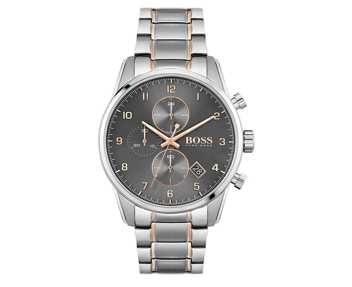  Shop Authentic Hugo Boss Skymaster Grey Dial Two Tone Steel Strap Watch for Men - 1513789 - Luxxuri