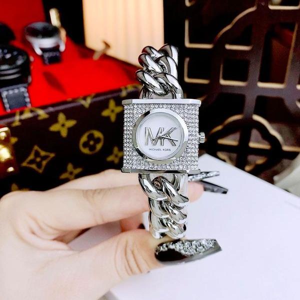  Shop Authentic Michael Kors Chain Lock Pave Silver Dial Silver Steel Strap Watch For Women - MK4718 - Luxxuri