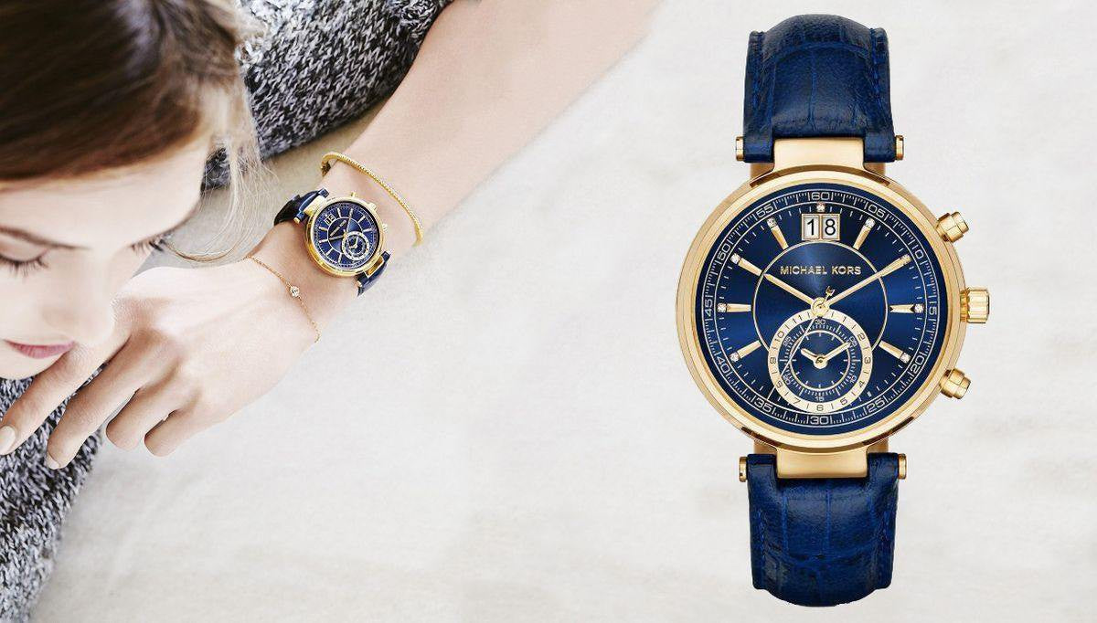  Shop Authentic Michael Kors Sawyer Blue Dial Blue Leather Strap Watch for Women - MK2425 - Luxxuri