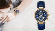  Shop Authentic Michael Kors Sawyer Blue Dial Blue Leather Strap Watch for Women - MK2425 - Luxxuri